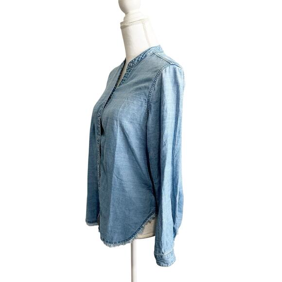 Cloth & Stone Womens Button Up Chambray Shirt Size XS Anthropologie Western - Picture 2 of 6